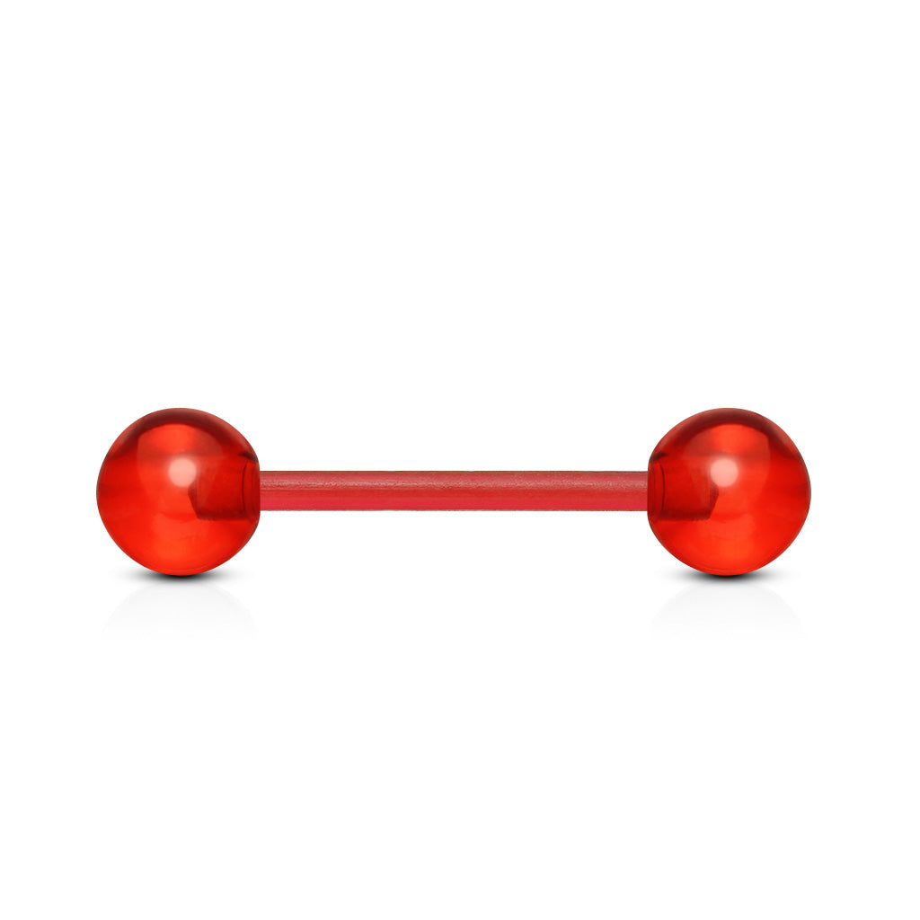 Red Acrylic Ball Bioflex Straight Barbell