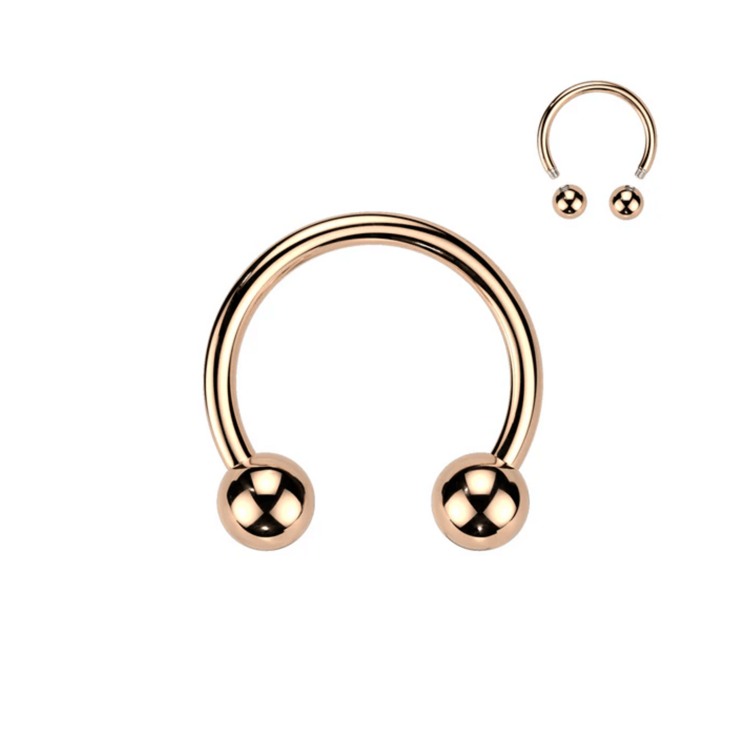 Rose Gold Curved Horseshoe Bar with Ball