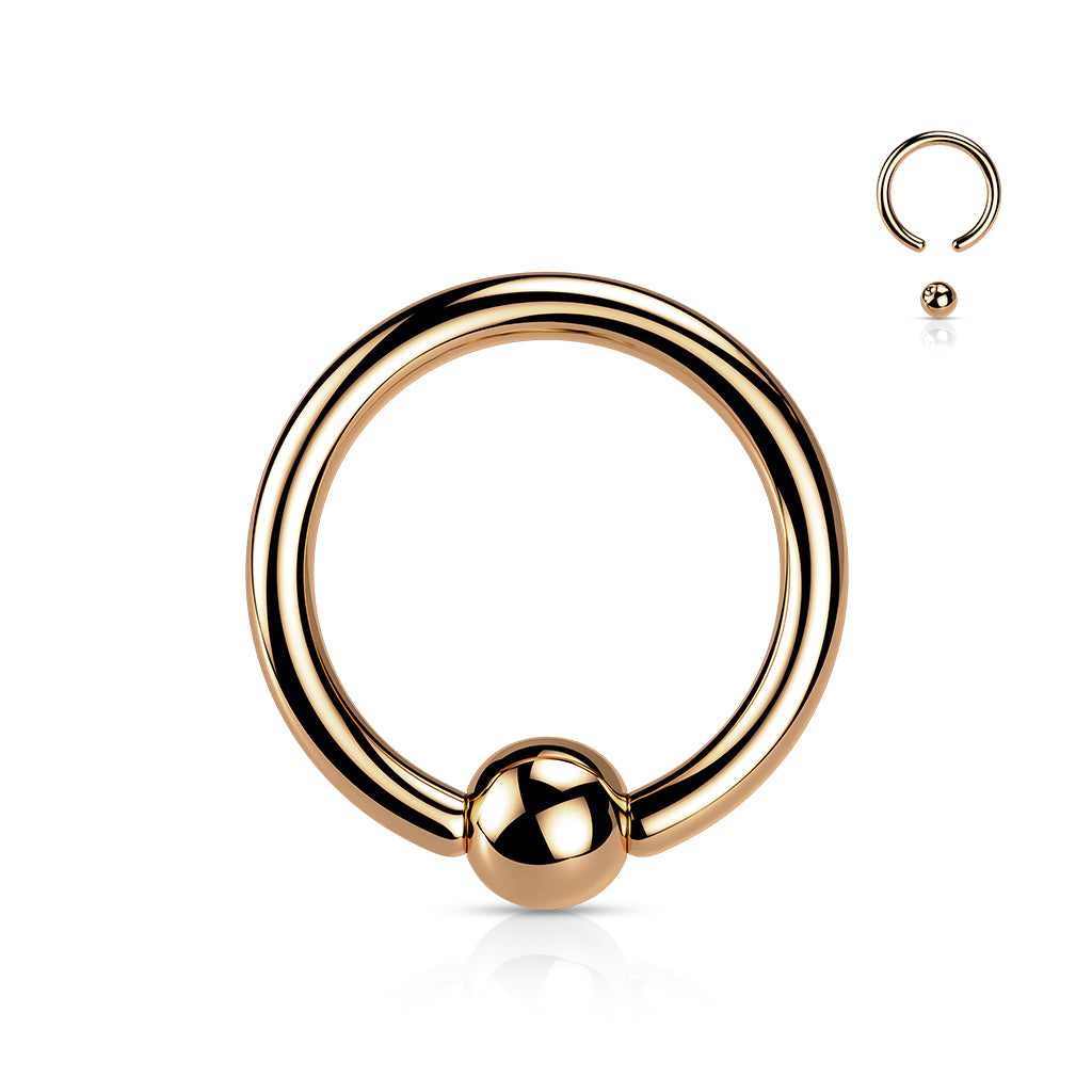 Rose Gold Titanium Captive Bead Ring 16g