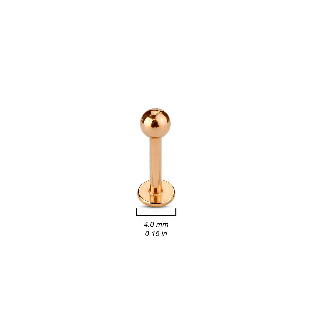 Rose Gold Titanium IP Flat Back Stud Bar with Ball sizing