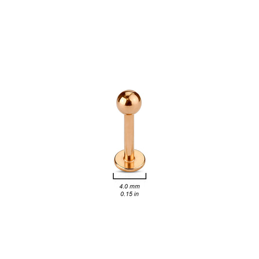 Rose Gold Titanium IP Flat Back Stud Bar with Ball sizing