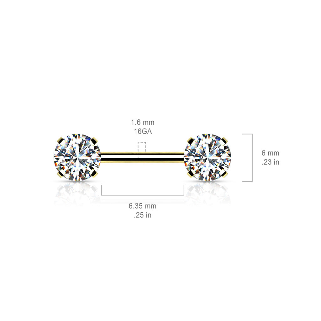 Round Prong Gem Threadless Nipple Bar