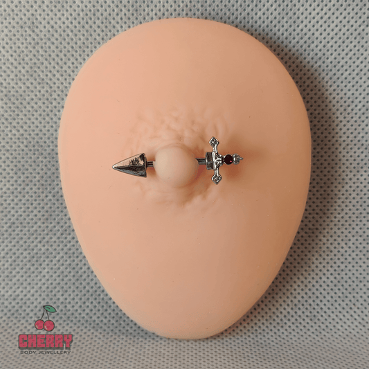Silver Dagger Nipple Bar 14g