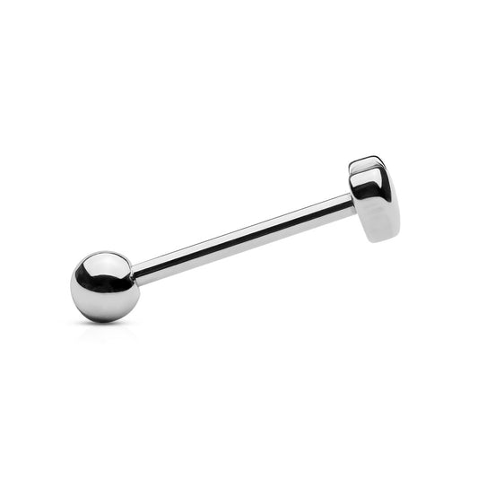 Silver Heart 316L Surgical Steel Tongue Barbell Side View 14g