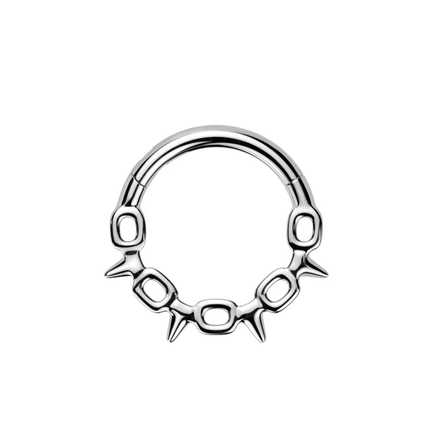 Silver Spike Chain Hinged Clicker Ring 16g