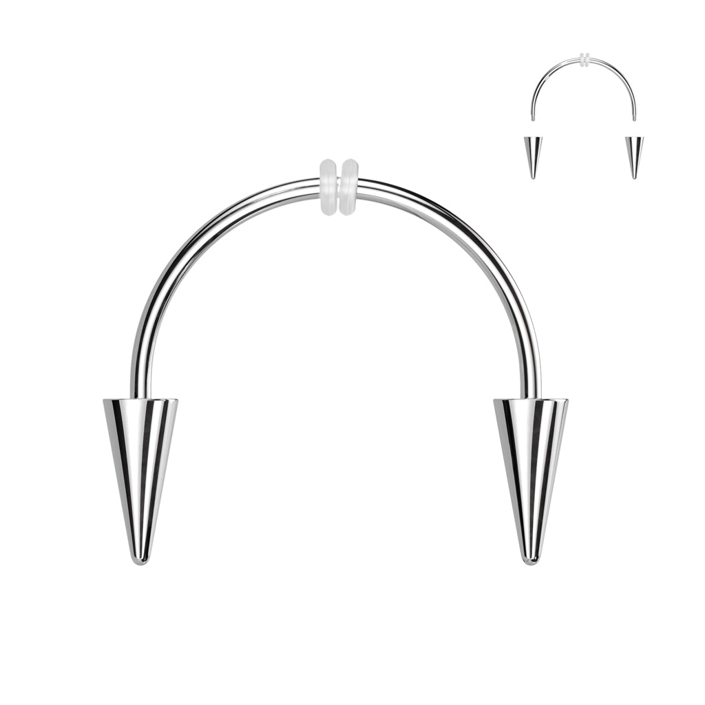 Silver Steel Vampire Fangs Smiley Spike Horseshoe Barbell