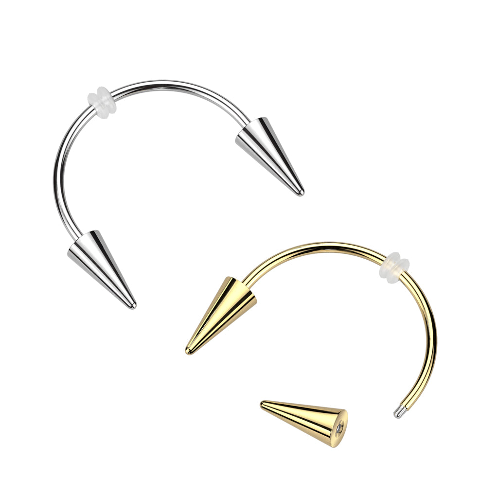 Silver Steel Vampire Fangs Smiley Spike Horseshoe Barbell colours