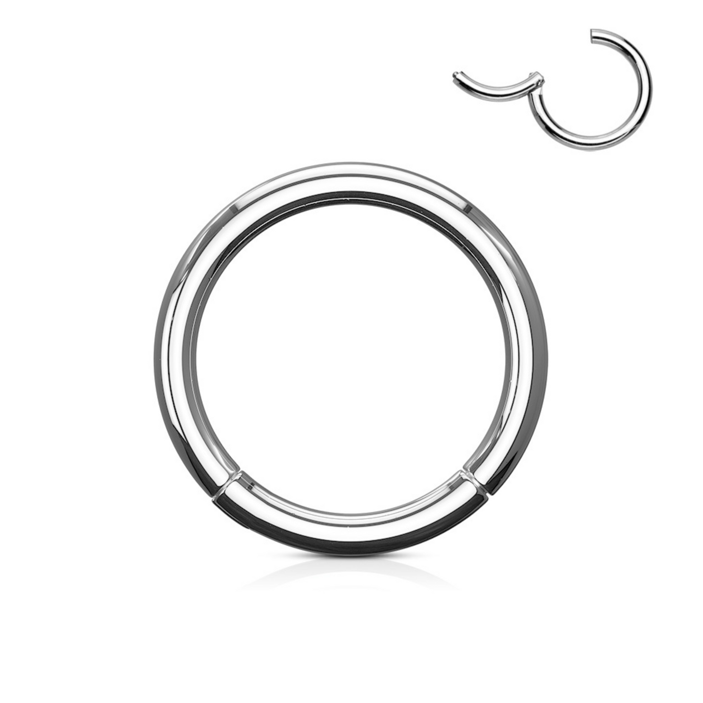 Silver Titanium Hinged Clicker Ring
