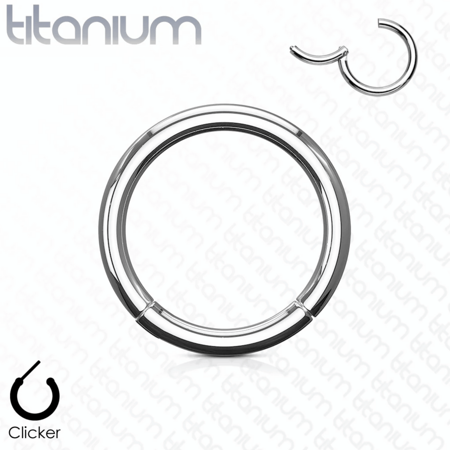 Silver Titanium Hinged Piercing Clicker Ring