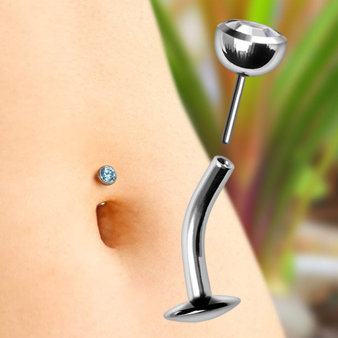 Silver floating navel bar