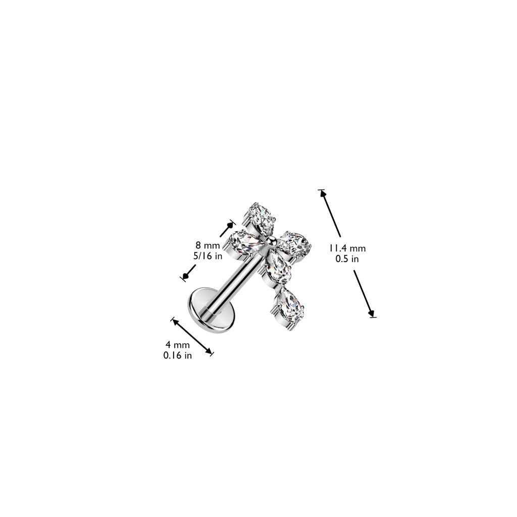 Sizing Celtic Gem Cross Threadless Flat Back Stud