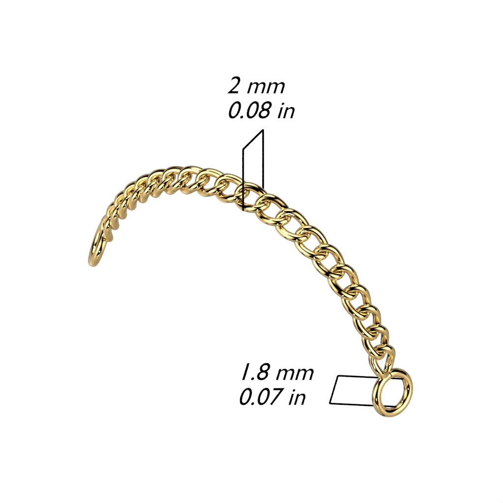 Stainless Steel Connector Chain for Nose & Ear Piercings Dimensions