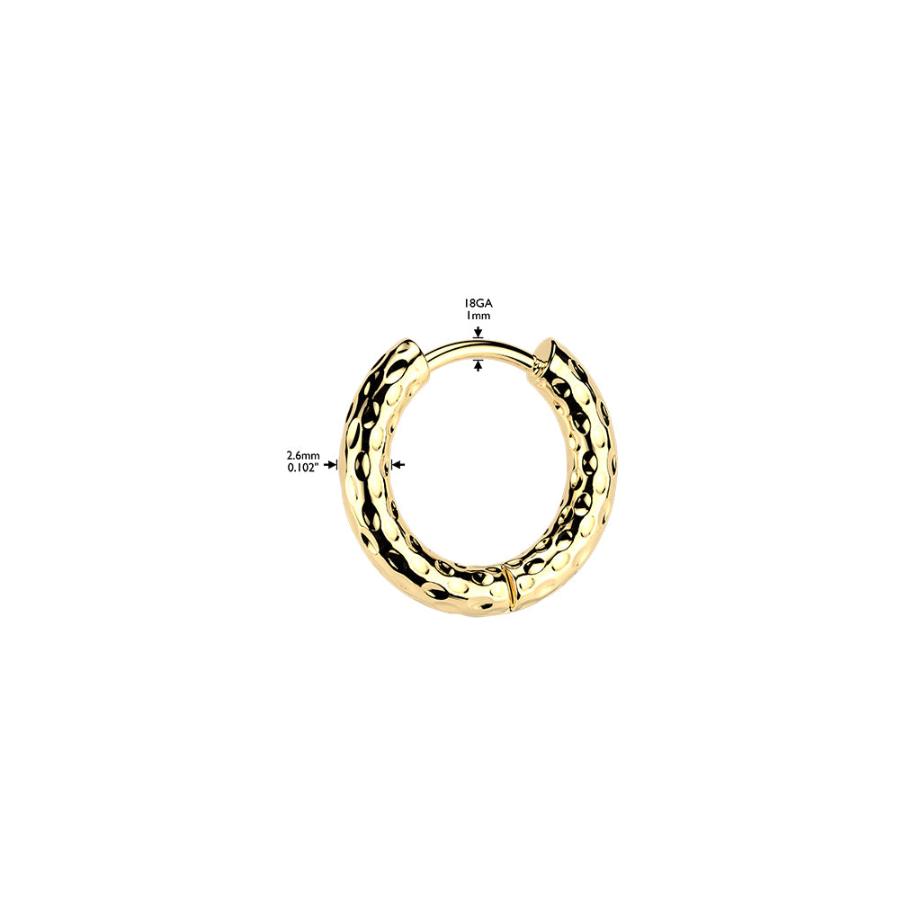 Stainless Steel Hammered Huggie Hoop Earrings dimensions