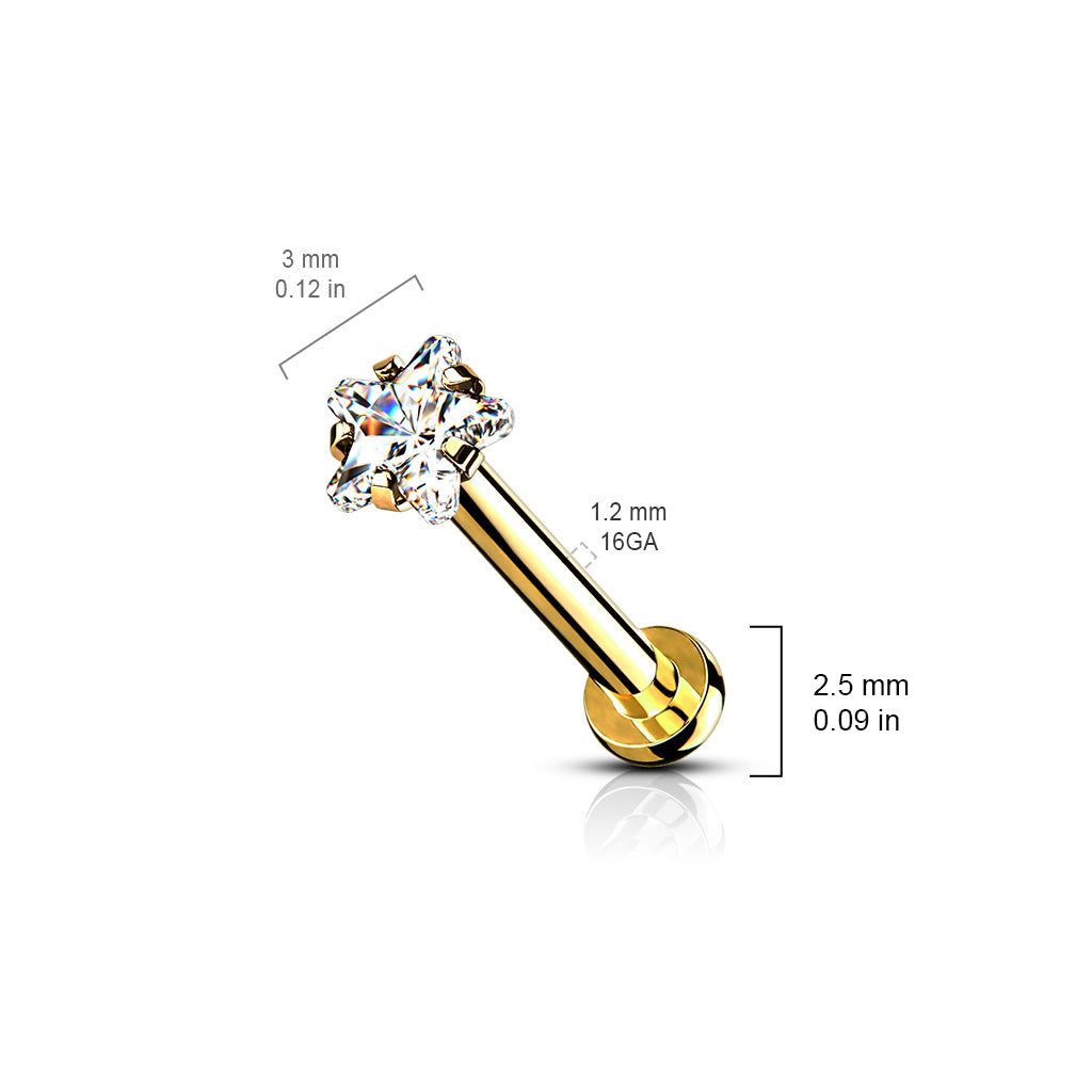 Star Gem Internally Threaded Flat Back Stud 16g