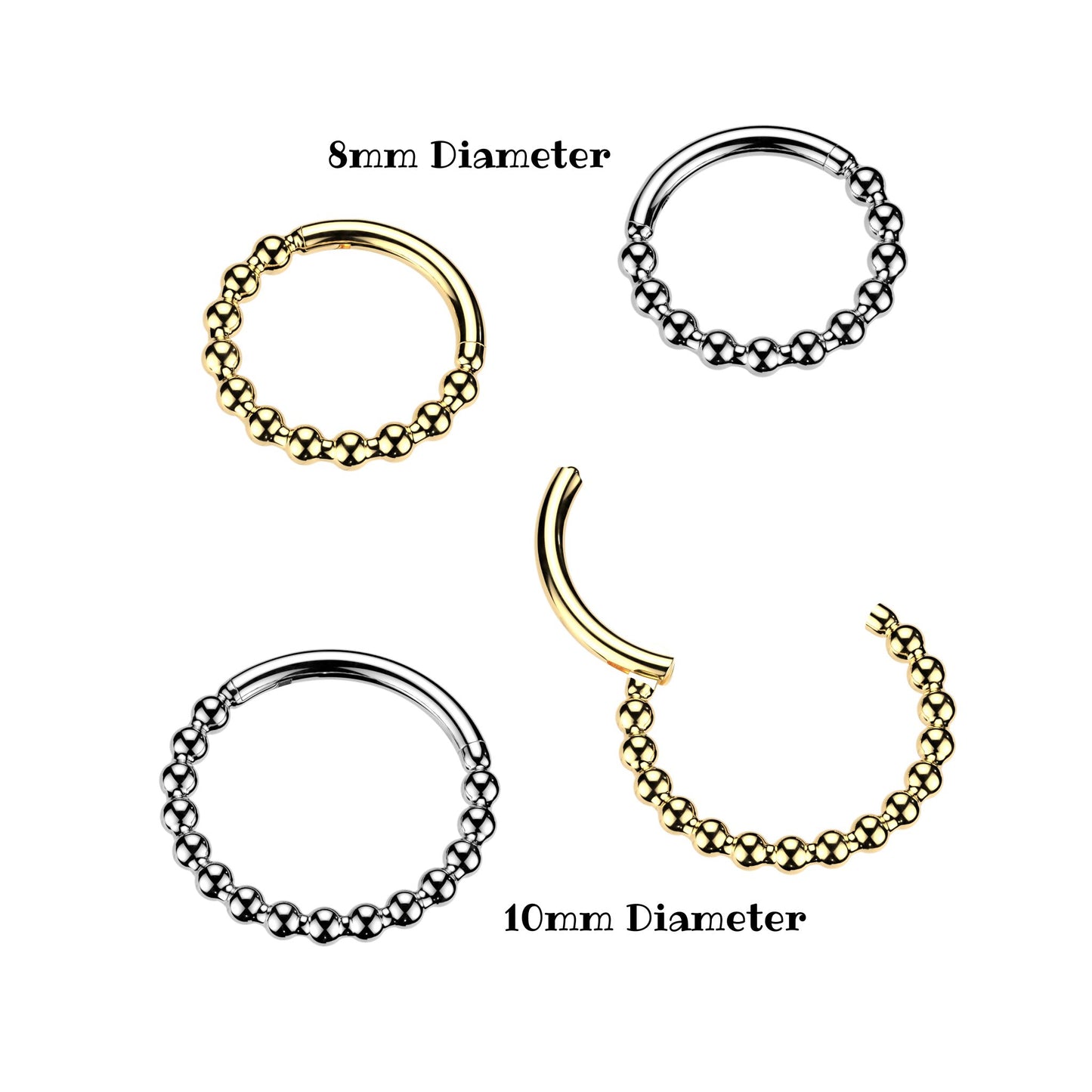 Steel Beaded Ball Clicker Ring