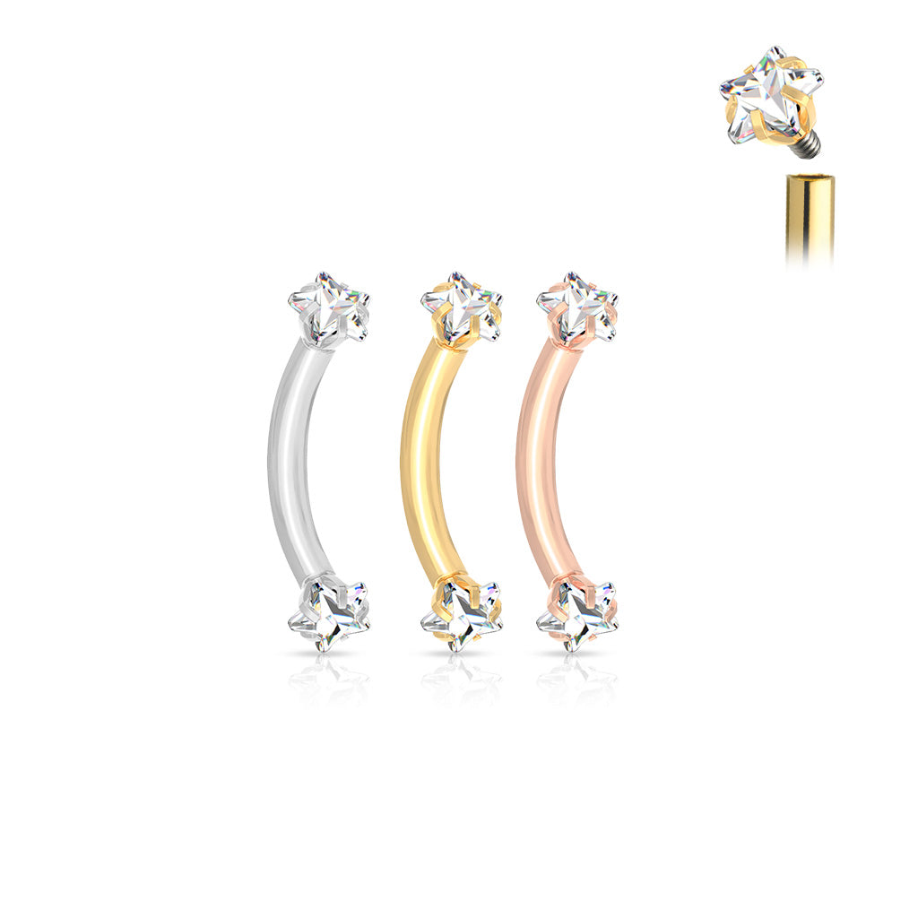 Steel Clear Star Gem Curved Barbell