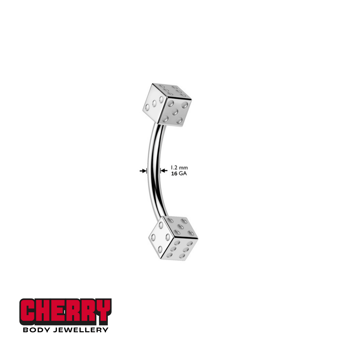 Steel Dice Eyebrow Bar Dimensions