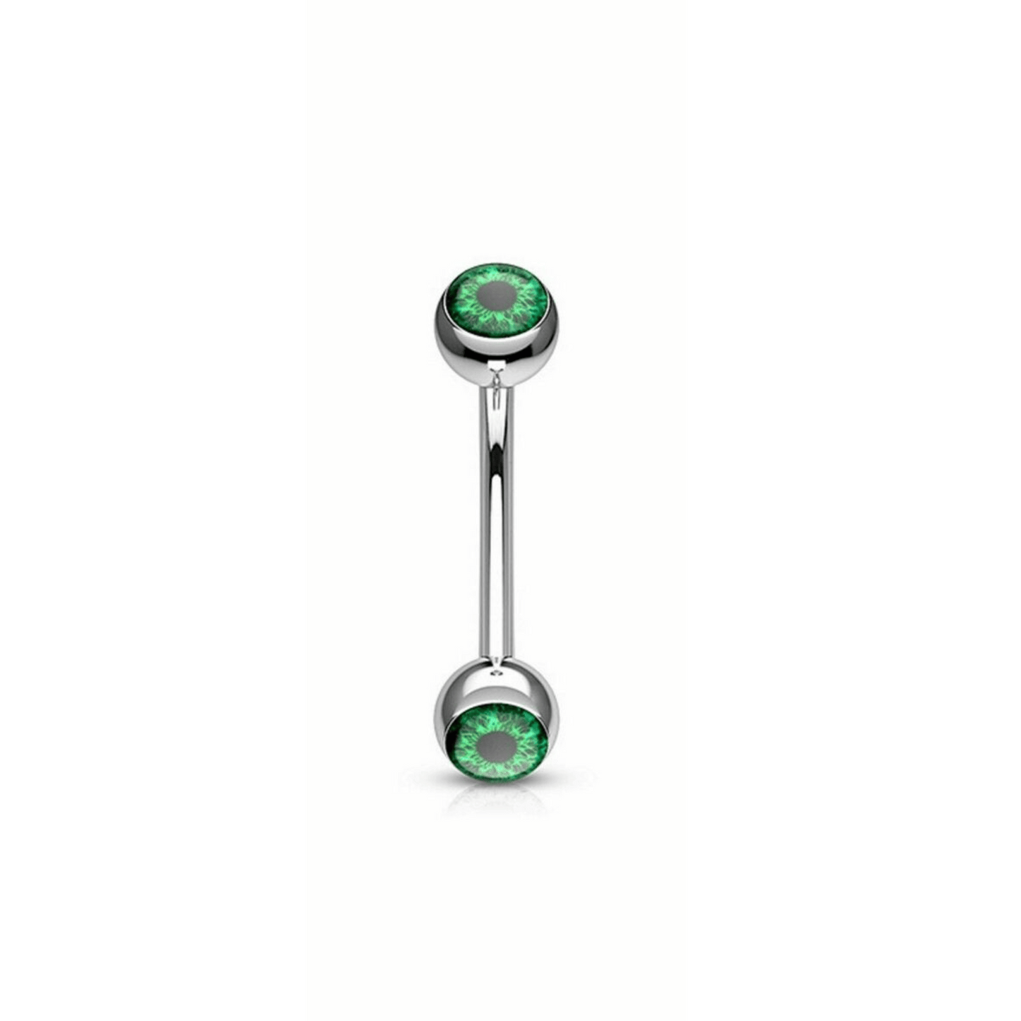Steel eyeball eyebrow bar green