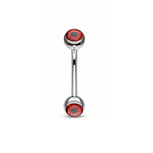Steel eyeball eyebrow bar red