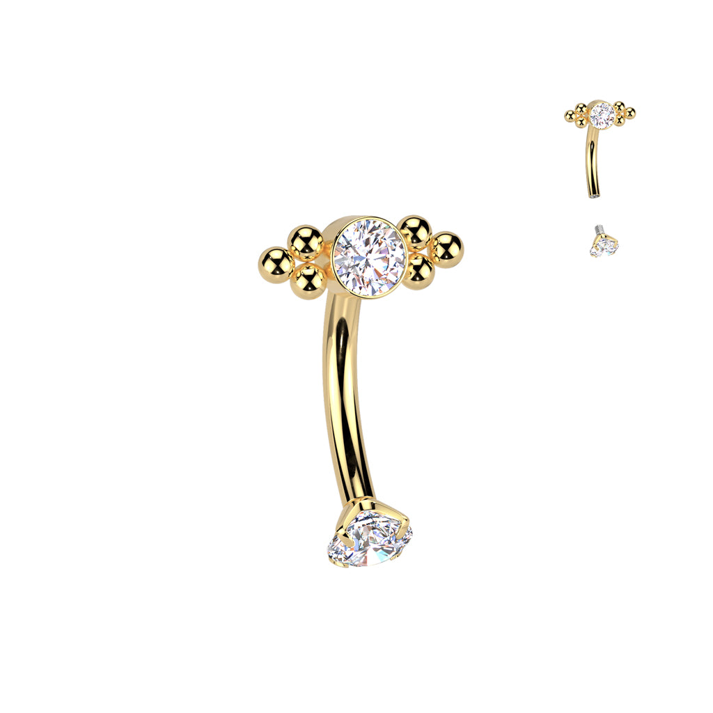 Titanium Gold Ball Design Curved Barbell 16g