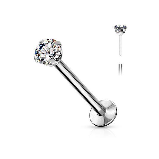 Threadless Clear Prong Set Gem Flat Back Stud
