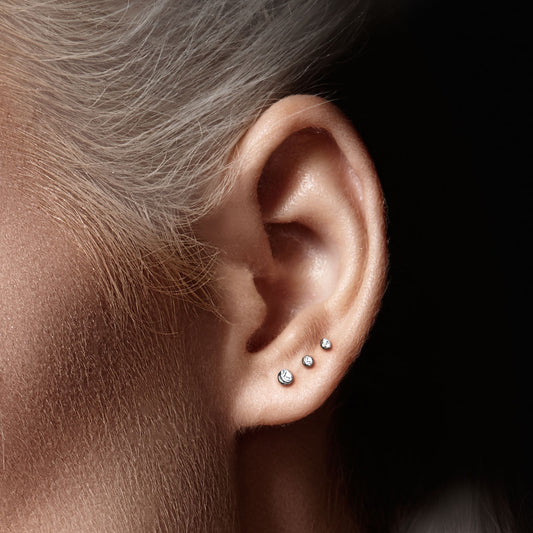 Threadless Push In Flat Back Stud with Clear Gem Ball