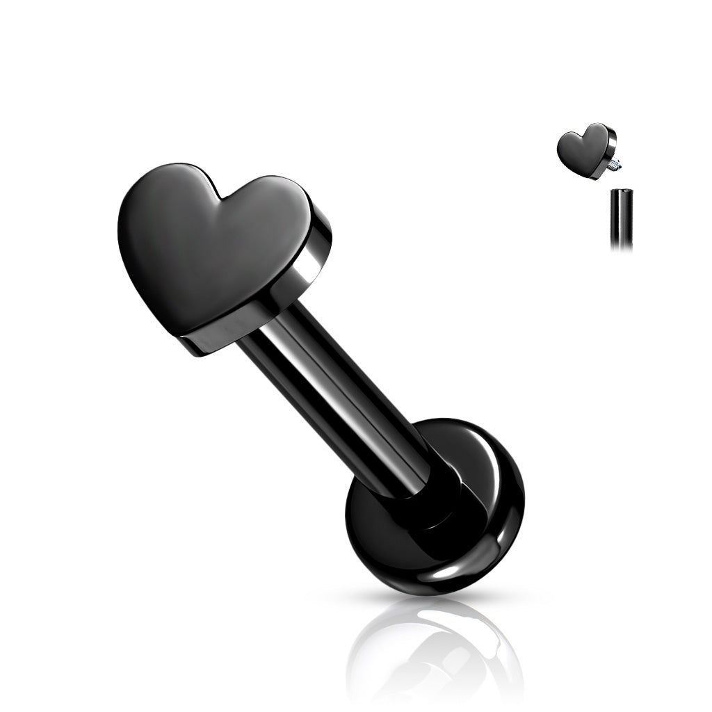 Titanium Black Micro Heart Flat Back Stud 16g