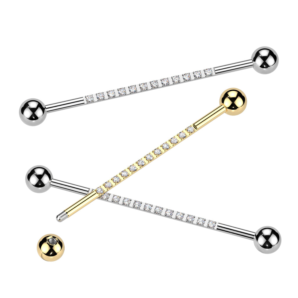 Titanium CNC Lined Gem Industrial Barbell