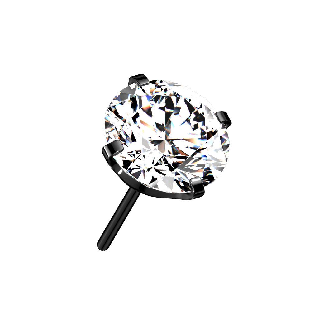 Titanium Clear Round Black Prong Set Gem Threadless Top