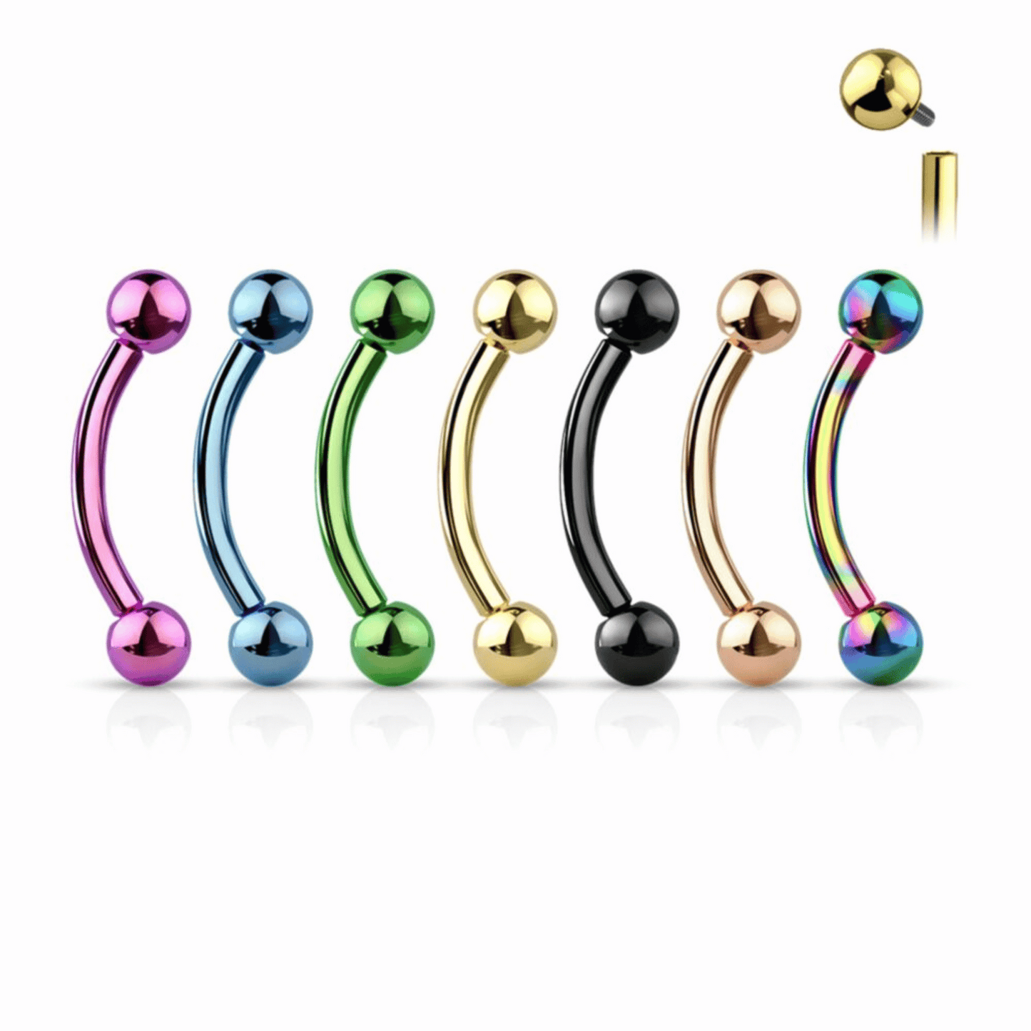 Titanium Curved Internally Threaded Barbell with Ball Range