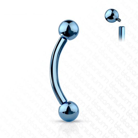 Titanium Dark Blue Curved Internally Threaded Barbell with Ball