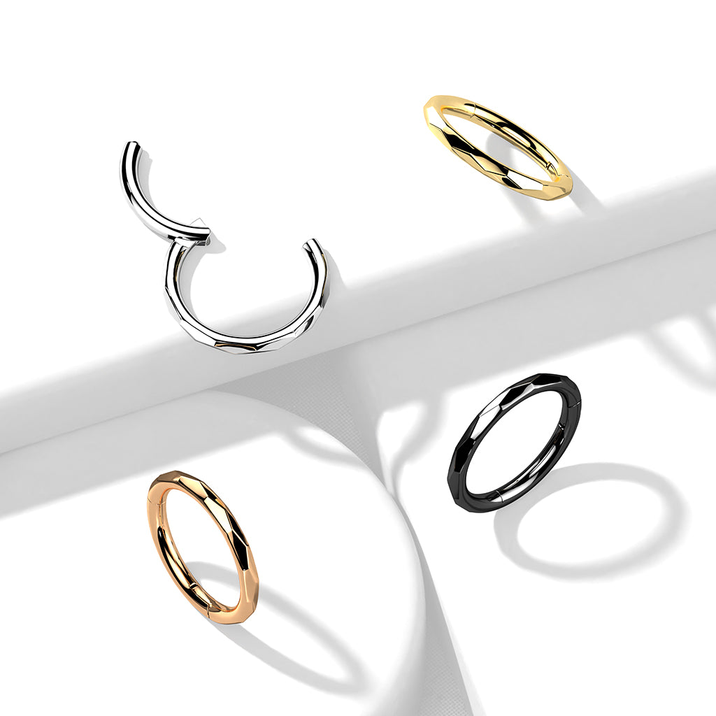 Titanium Faceted Side Hinged Clicker Ring display