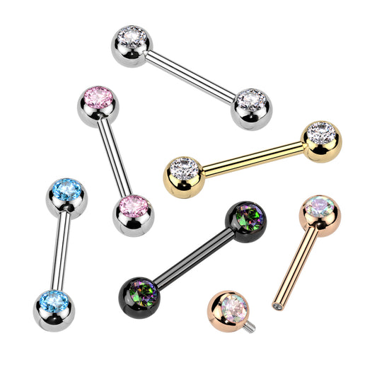 Titanium Gem Nipple Bar 14g