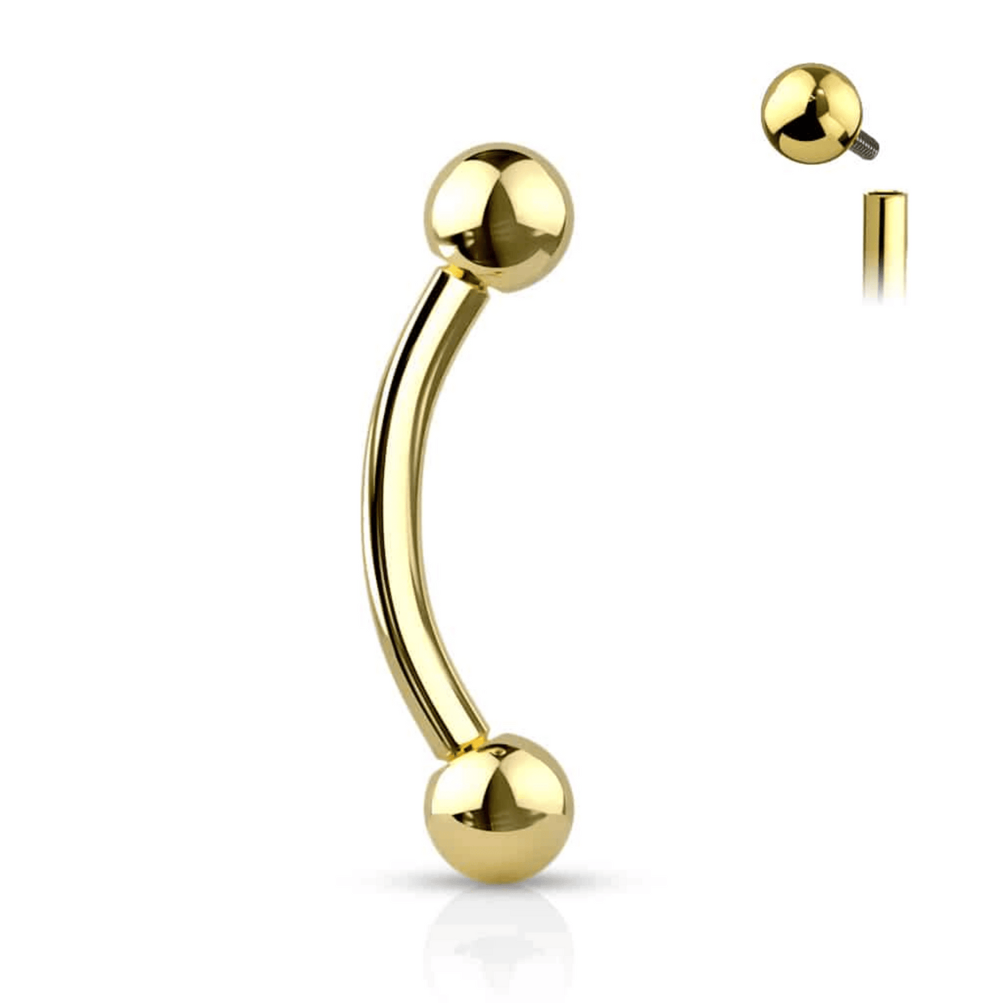 Titanium Gold Curved Internally Threaded Barbell with Ball