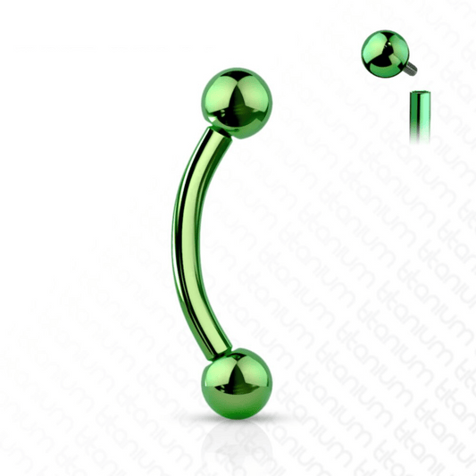 Titanium Green Curved Internally Threaded Barbell with Ball
