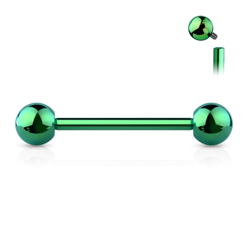 Titanium Green Internally Threaded Straight Barbell 14g
