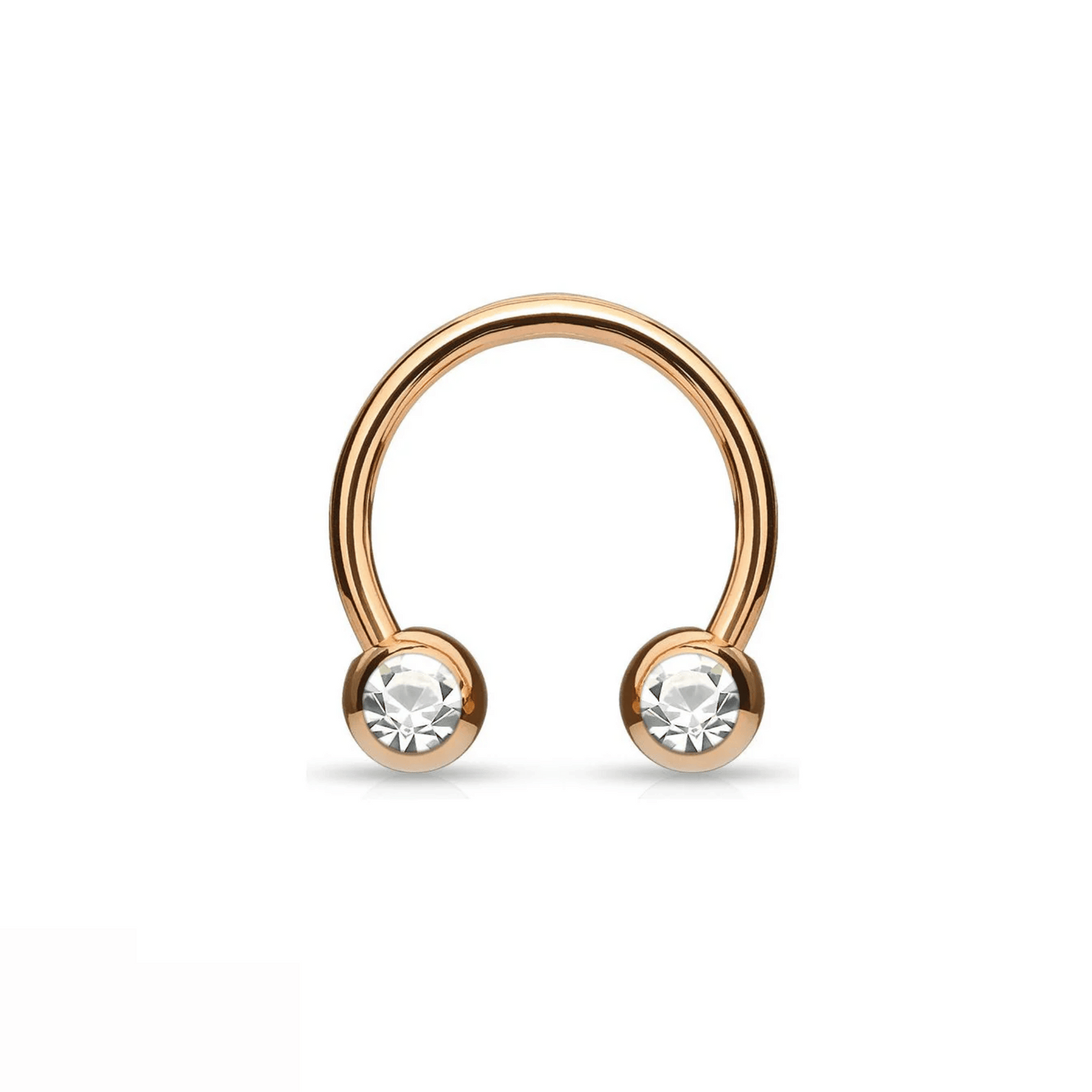 Titanium IP front facing gem curved horseshoe barbell rose gold