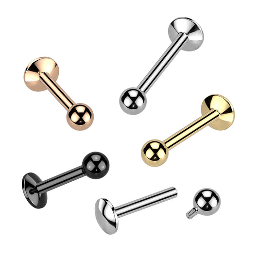 Titanium Internally Threaded Flat Back Stud with Ball