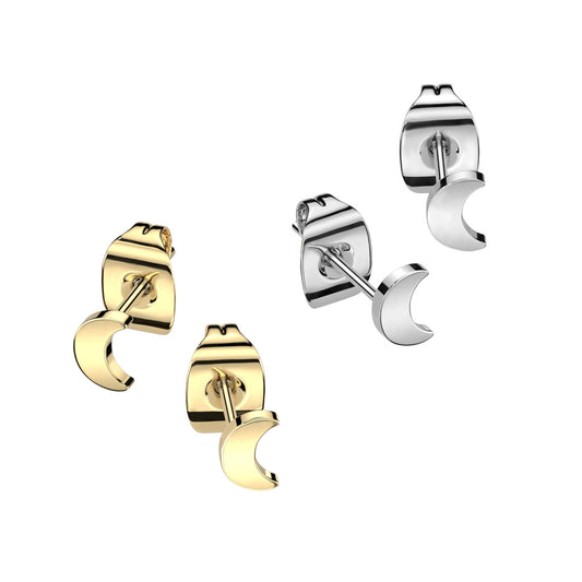 Titanium Moon Stud Earrings (pair)