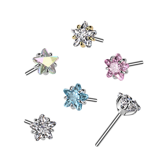 Titanium Prong Set Star Threadless Top