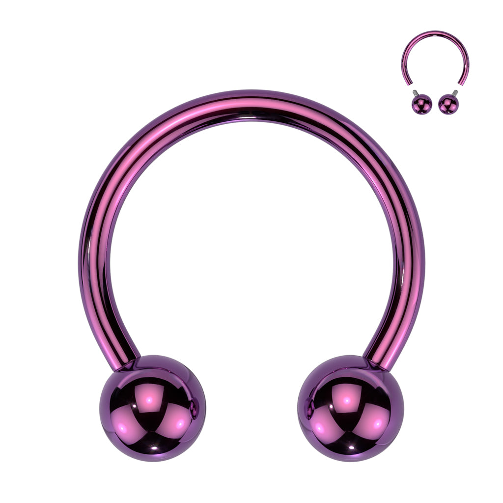 Titanium Purple Circular Internally Threaded Horseshoe Barbell