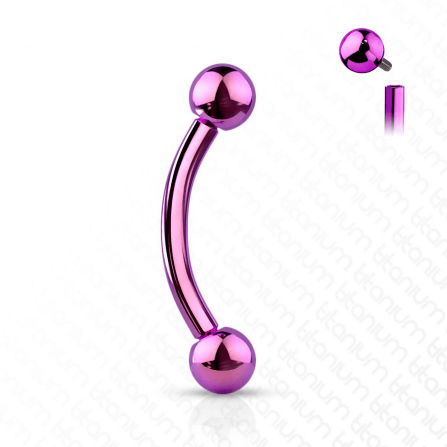 Titanium Purple Curved Internally Threaded Barbell with Ball