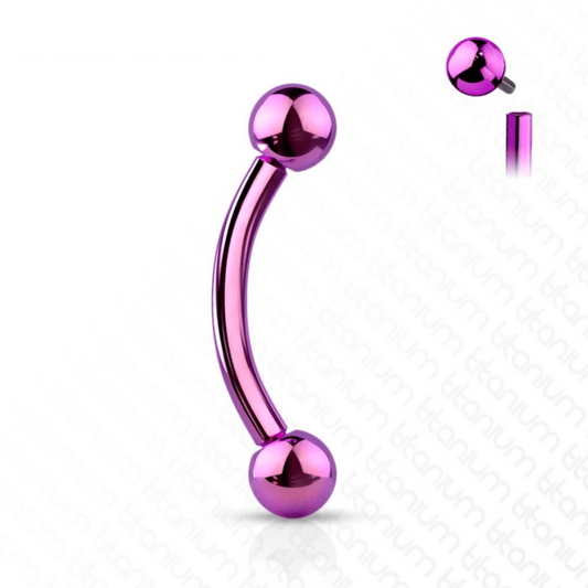 Titanium Purple Curved Internally Threaded Barbell with Ball