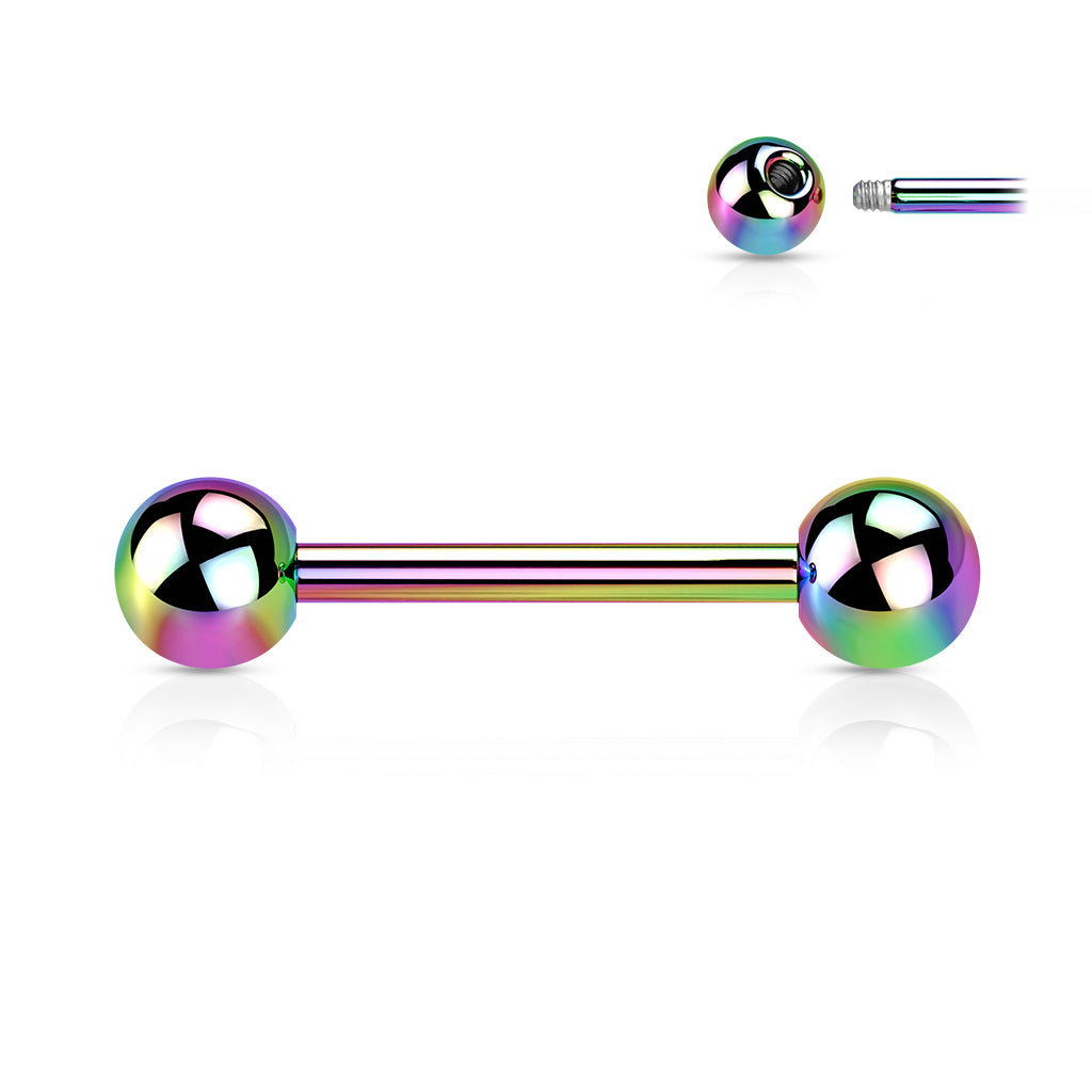 Titanium Rainbow Externally Threaded Straight Barbell