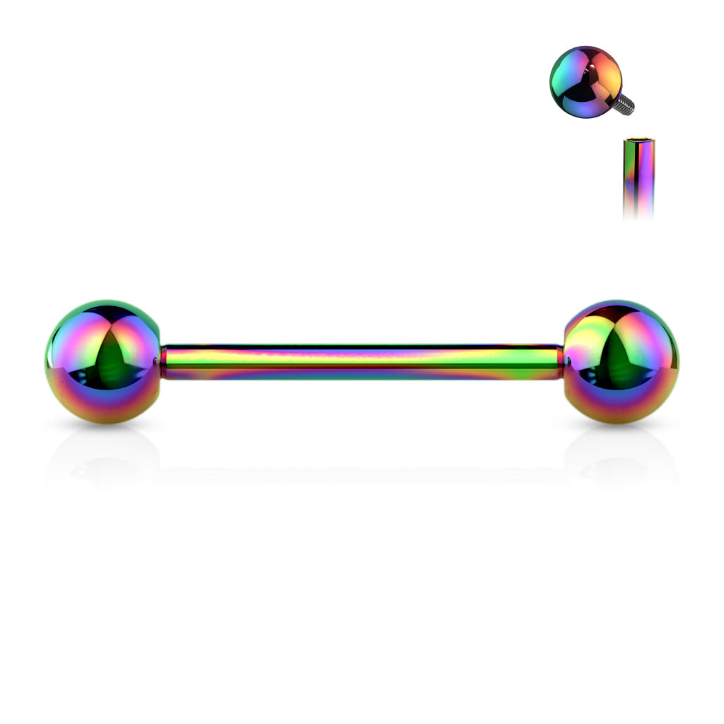 Titanium Rainbow Internally Threaded Straight Barbell 14g