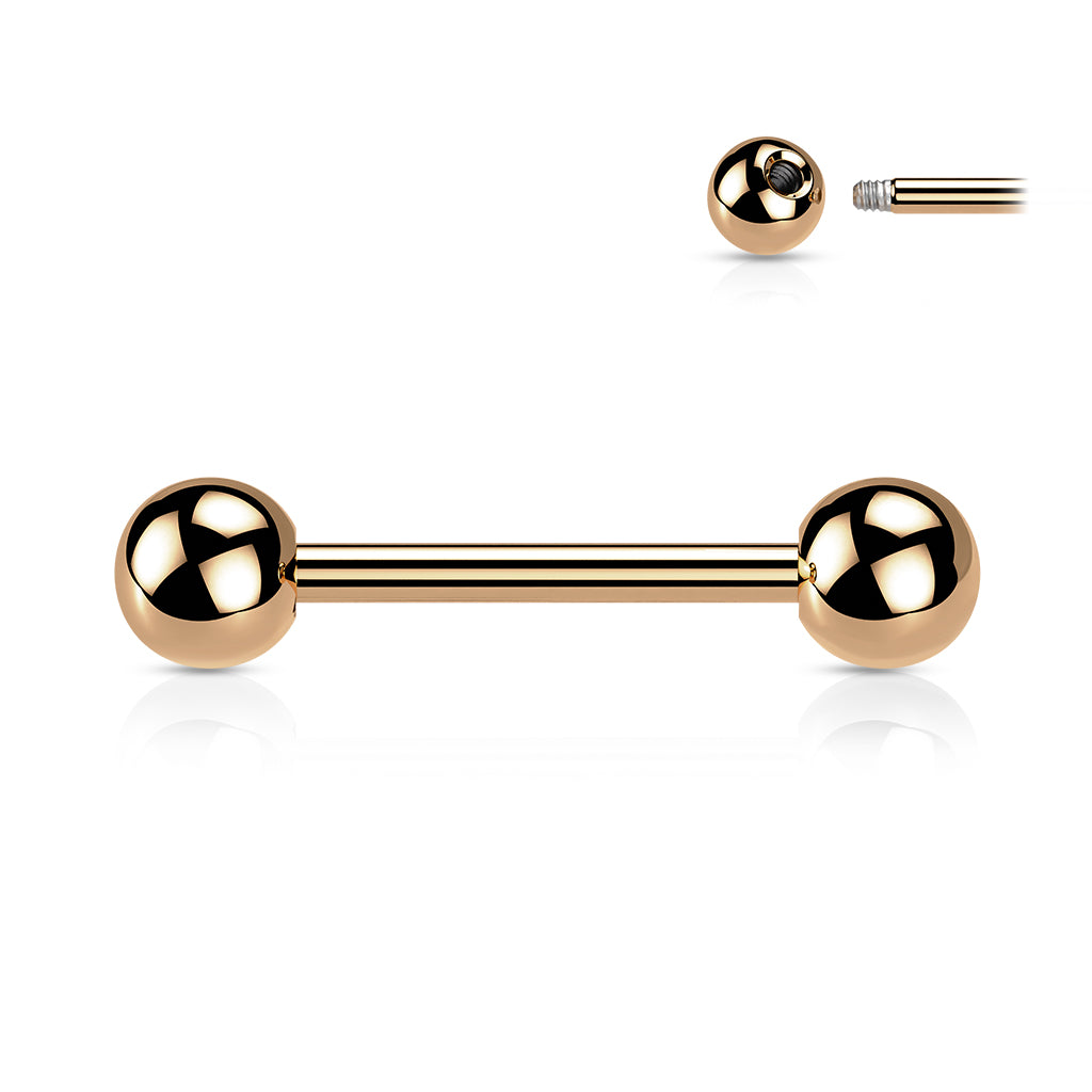 Titanium Rose Gold Externally Threaded Straight Barbell