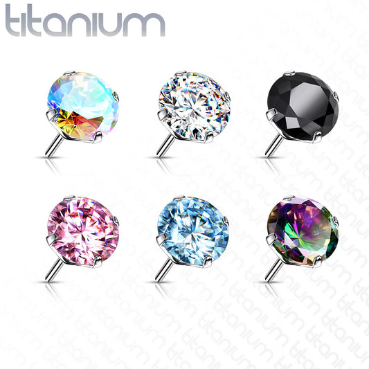 Titanium Round Prong Set Gem Threadless Jewellery Top nz