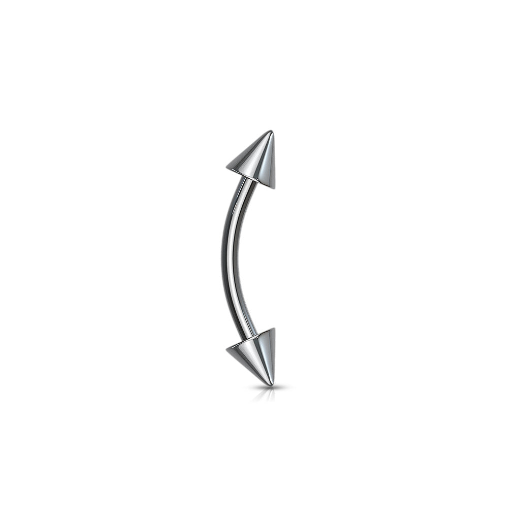 Titanium Silver Curved Barbell with Spikes