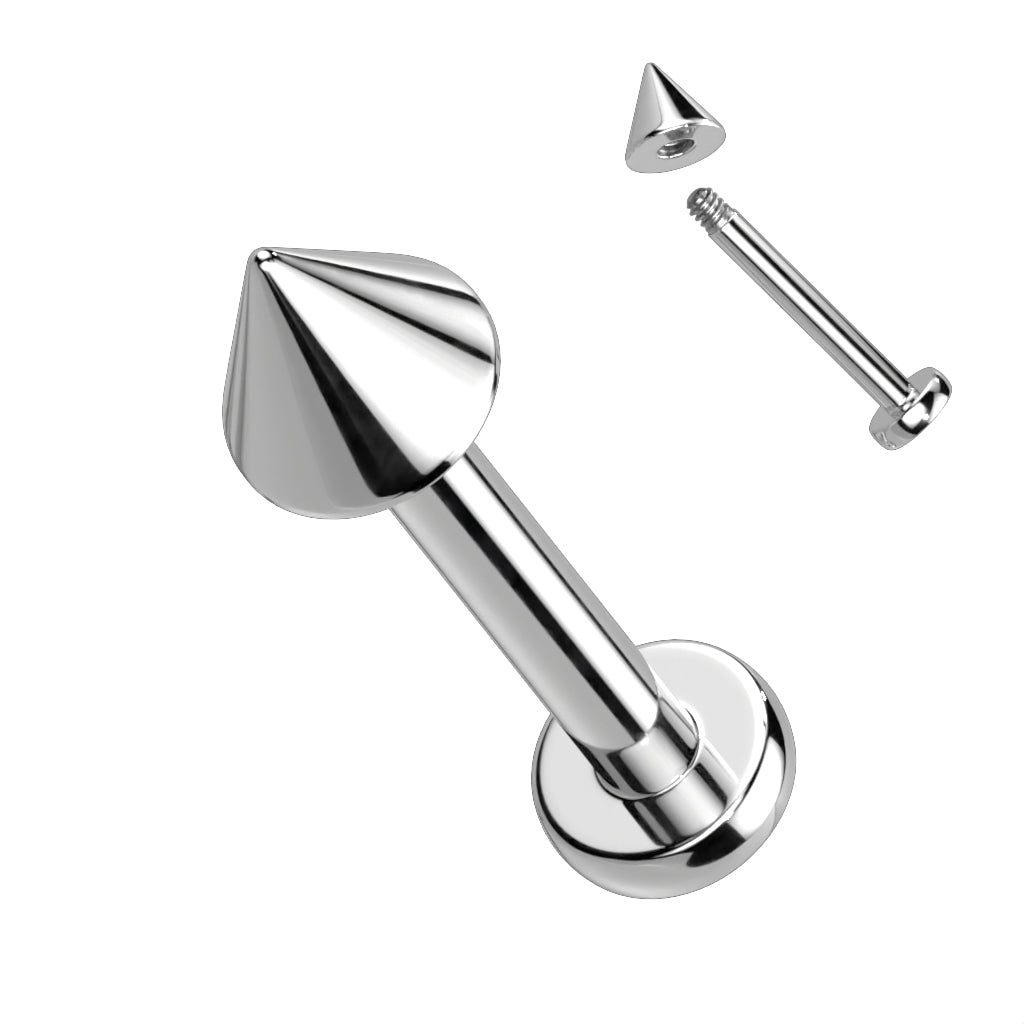 Titanium Silver Flat Back Labret Stud with Spike