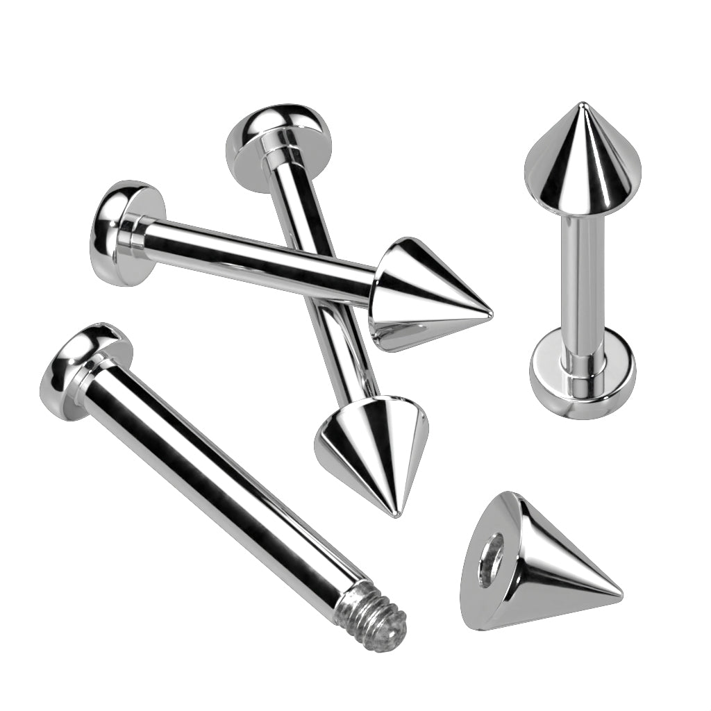 Titanium Silver Flat Back Labret Stud with Spike multiple